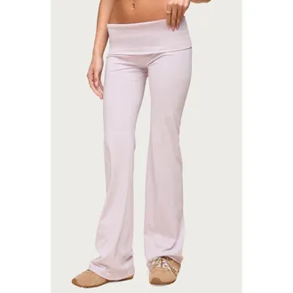 Edikted Oriane Foldover Flare Leggings in Lilac at Nordstrom, Size X-Large