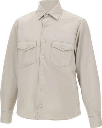 Eleventy Jacket met drukknoopsluiting - Heren - Zomerjassen - Beige - L - Wol - Jassen