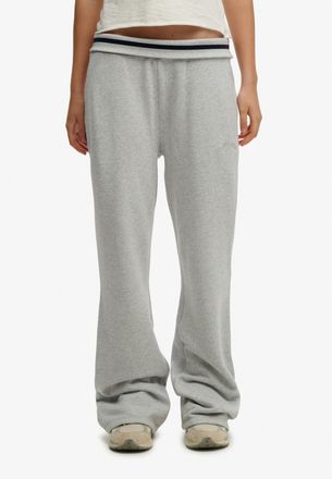 Superdry Sweathose SUPERDRY ESSENTIAL LOGO LR FLARE JOGGER, Damen, Gr. XL, N-Gr, glacier grau marl, Jersey, Obermaterial: 60% Baumwolle, 40% Polyester, meliert