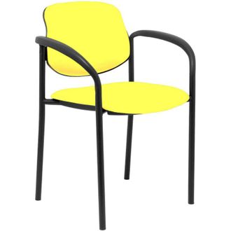 Piqueras y Crespo Piqueras Y Crespo - Villalgordo Silla Confidente De 4 Patas, Con Brazos Y Estructrua Negra Tejido Similpiel Amarillo
