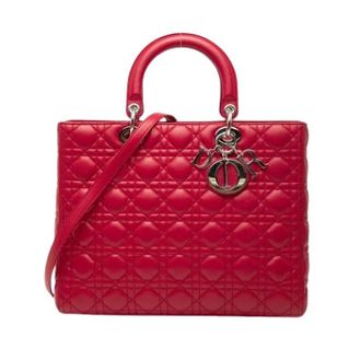 Dior Pre-owned Lady Dior Handtas - Dames - Pre-owned - Rood - Maat: ONE Size Leer