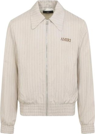 Amiri Jassen, Heren, Beige, L, Linnen, Gestreepte Blouson