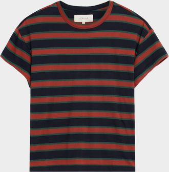 The Great. The Boxy Striped Crewneck T-Shirt