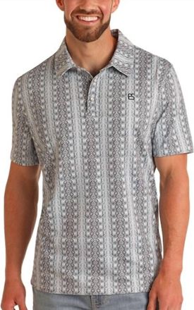 Panhandle Aztec Print Snap Polo Shirt In Dark Grey