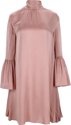 Fendi Fendi mini-jurk met col en ruchesmouwen in roze viscose