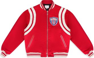 Rhude RED SATIN VARSITY JACKET