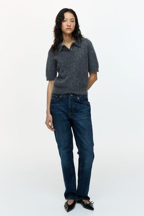 H&M Alpaca-blend Polo Shirt in Dark Gray Melange at Nordstrom, Size X-Small