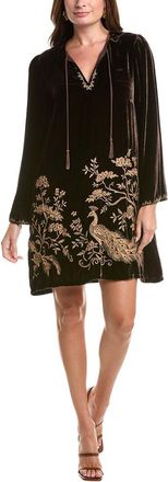 Johnny Was Kimono Sleeve Relaxed Silk-Blend Mini Dress