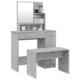 Berkfield Home Modern Dressing Table Set Concrete Grey 86.5x35x136 cm