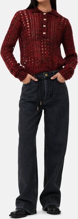 Ganni Izey Drawstring Jean In Washed Black