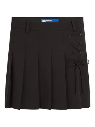Karl Lagerfeld pleated lace-up mini skirt - women - Viscose/Polyester - L - Black