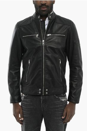 Diesel Leather Jacket L-BOY-R-NEW with Embossed Logo size Xxl