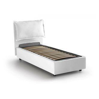 Dmora Dmora - Cama Individual Dasenci, Cama Contenedor Con Revestimiento De Tela, 100% Made In Italy, Apertura Frontal, Adecuado Para Colch&oacute;n Cm 90x200, Bla