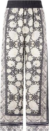 Roberto Cavalli Zijden loszittende broek met bloemenprint - Heren - Wijde Broeken - Zwart - L - Broeken