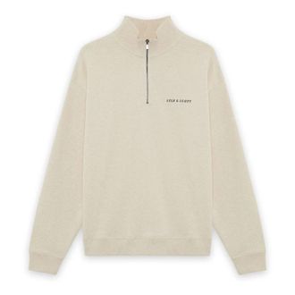 Lyle & Scott Script Heavyweight Loopback Quarter Zip Sweatshirt - Heren - Sweatshirts & Hoodies - Beige - Maat: S Katoen