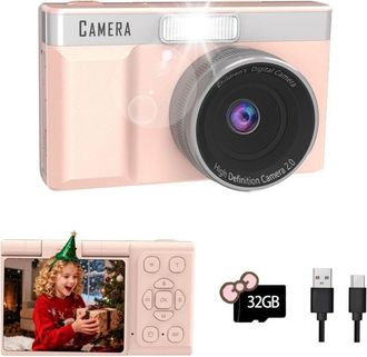 OEM C&aacute;mara Para Ni&ntilde;os Con Pantalla Giratoria De 180&deg;, Tarjeta De Memoria De 32 Gb, C&aacute;mara Digital Hd De 1080p, Juegos Educativos Integrados, C&aacute;mara Digita