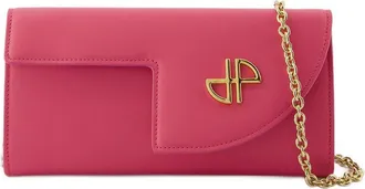 Patou Womens Chain-Strap Calfskin Wallet Pink