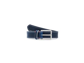 Johnston & Murphy White Edge Waxed Leather Belt Mens Belts Navy : 32
