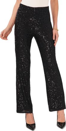 Vince Camuto Sequin Flare Leg Pants in Rich Black at Nordstrom, Size Large