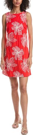 Vince Camuto High Neck A-Line Linen-Blend Mini Dress
