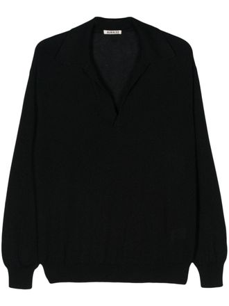 Auralee fine-knit polo shirt - men - Cashmere/Silk - 5 - Black