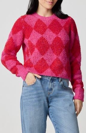 Florence By Mills Crop Argyle Chenille Sweater in Scarlet/pink at Nordstrom Rack, Size X-Large