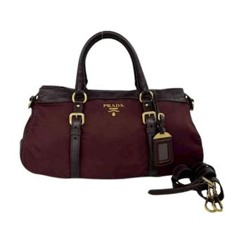 Prada Pre-owned Handbags, female, Red, Size: ONE SIZE Pre-owned Leather Nylon 2way Handbag