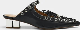 Ganni Womens Lacing and eyelets heeled mules Women