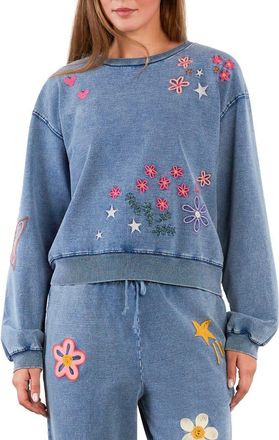 BILLY T In Full Bloom Sweatshirt in Denim at Nordstrom, Size X-Small
