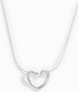 Mint & Lily Open Heart Necklace in Silver at Nordstrom, Size 16