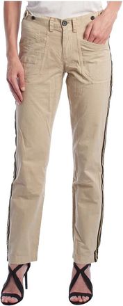 Zadig&Voltaire Recht model broek met zijstreep - Dames - Straight fit broeken - Beige - XS - Katoen - Broeken