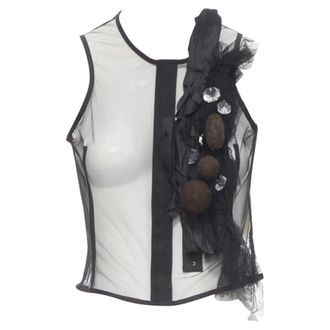 Comme Des Gar&ccedil;ons Comme Des Garcons sheer mesh jewel embellishment ruffle vest