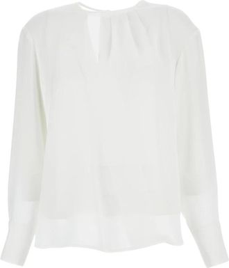 Max Mara Blouse met geplooide hals - Dames - Blouses - Wit - S - Overhemden
