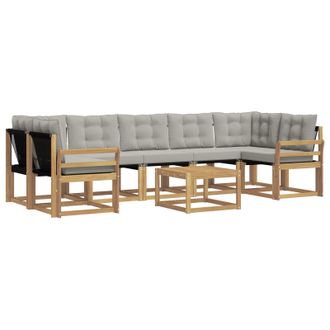 vidaXL Conjunto De Sof&aacute;s De Exterior 8 Pcs Blanco Y Gris Claro Vidaxl