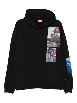 Diesel patchwork-print hoodie - men - Cotton - M - Black