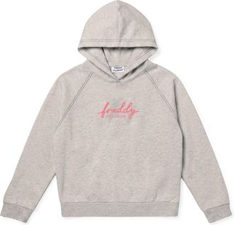 Freddy Felpa Comfort M&eacute;lange da Donna con Cappuccio e Ricamo Fluo