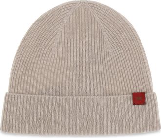 Kiton Mens Beanie Hat Beige Merino Wool (ovis Aries)