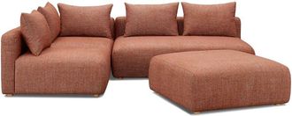 TOV Furniture Hangover Sedona Red Textured Fabric 4-Piece Modular Chaise Sectional