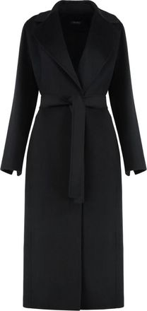 Max Mara Wollen jas met kasjmier - Dames - Jas met riem - Zwart - S - Wol - Jassen