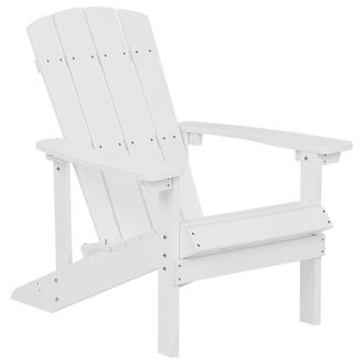Beliani Silla De Jard&iacute;n Blanca De Madera Sint&eacute;tica Resistente A La Intemperie Estilo Moderno Adirondack