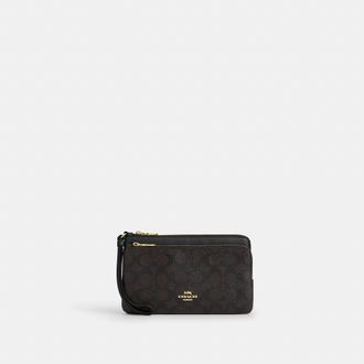 Coach Double Zip Wallet In Signature Canvas