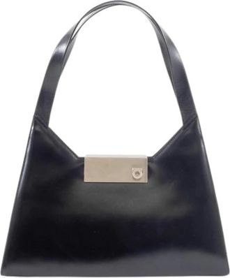 Ferragamo Pre-owned Shoulder Bags, female, Black, Size: ONE SIZE Pre-owned Gancini Handbag