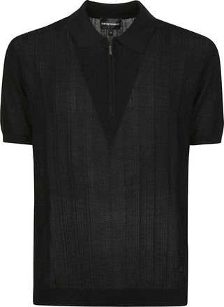 Emporio Armani Half-Zip Textured Cotton Sweater