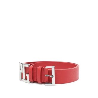 Jean Paul Gaultier Rode leren riem met metalen letters - Dames - Riemen - Rood - 90 CM - Leer - Accessoires