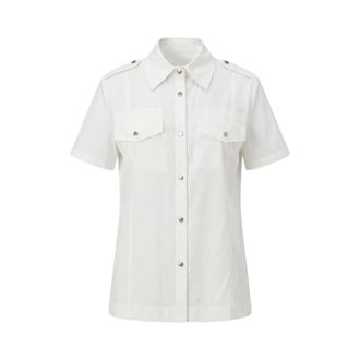 Mr & Mrs Italy Shirt met korte mouwen - Dames - Blouses & Shirts - Wit - Maat: S Katoen