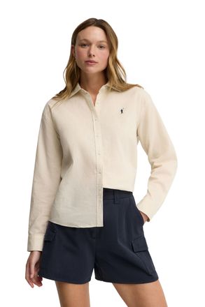 Polo Club Womens Long Sleeve Loose Fit Shirt SHIRT-L-S26 - Beige - Size X-Small