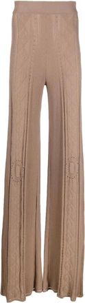 Marine Serre Pointelle Gebreide Broek - Dames - Wijde Broeken - Beige - M - Katoen - Broeken