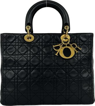 Dior Black Leather Handbag Tote Bag (Pre-Owned)
