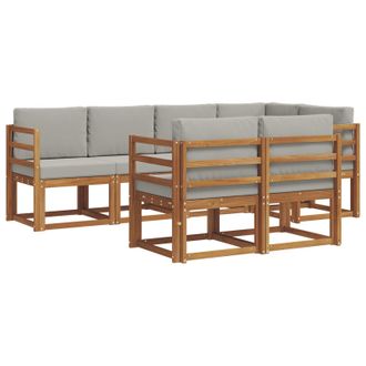 vidaXL Conjunto De Sof&aacute;s De Exterior 7 Pcs Gris Natural Y Claro Vidaxl