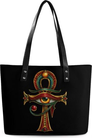 Generic Rasta Ankh Rastafarian Egyptian Eye Horuses Tote Bags for Women Cute Shoulder Purses Handbags